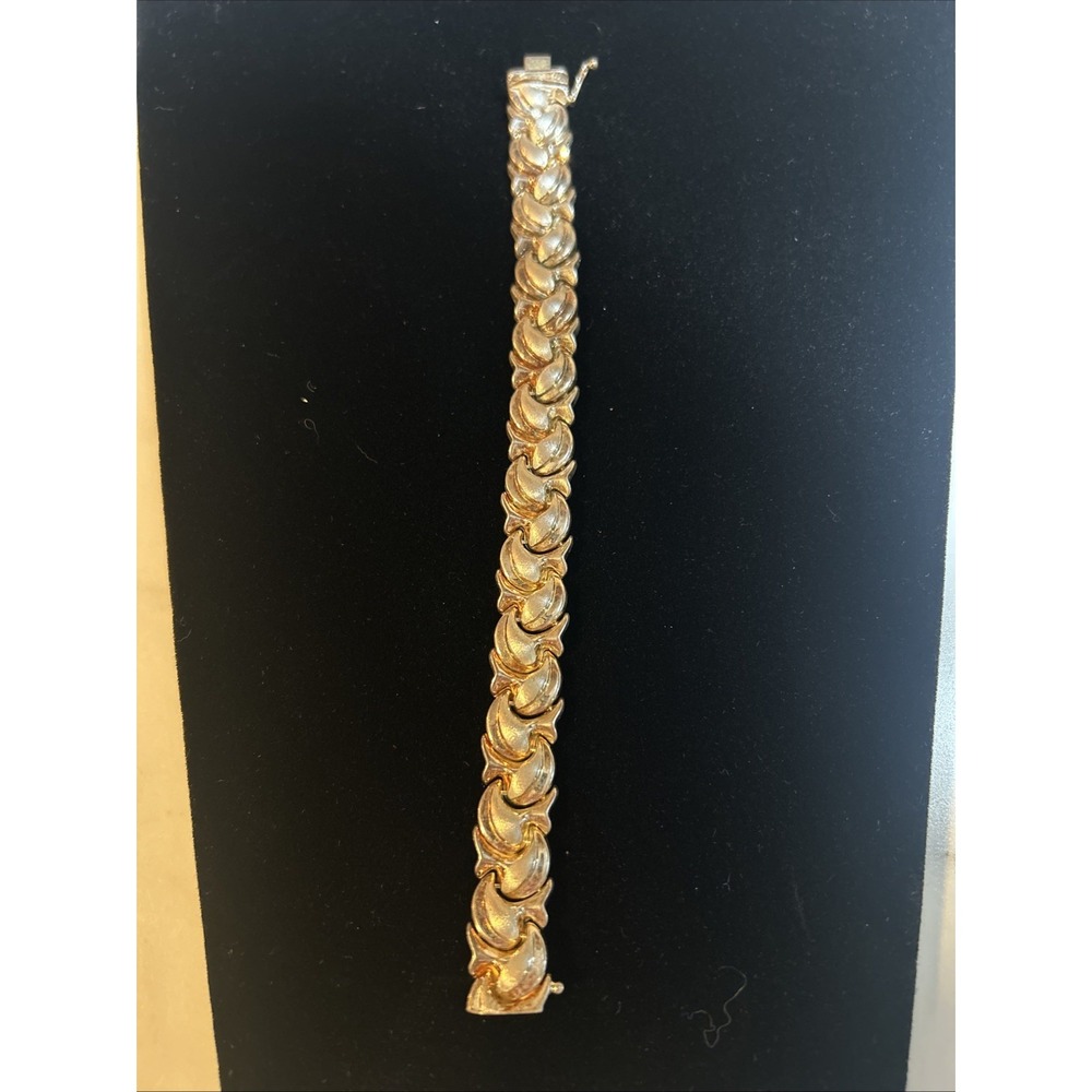 REAL 925 STERLING SILVER LARGE MASHROOM BRACELET 14K YELLOW GOLD FINISH